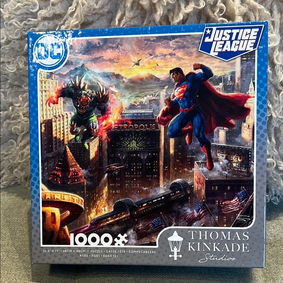 🔴3/$20🔴Ceaco Thomas Kinkade DC Comics Superman Man of Steel 1000 pc puzzle NEW - Picture 1 of 7